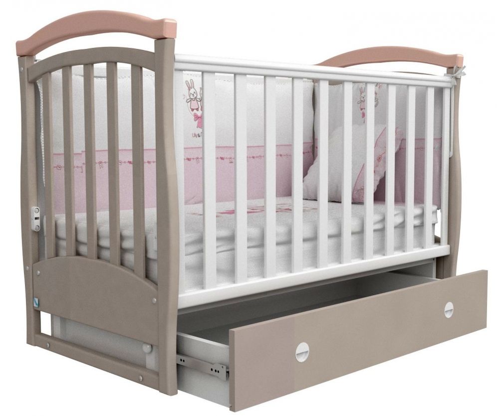 Детская кроватка "Соня" ЛД 6 (капучино-розовый)
