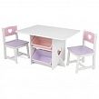 KidKraft Heart Table & Chair Set Детский стол с ящиками и двумя стульями, розовый
