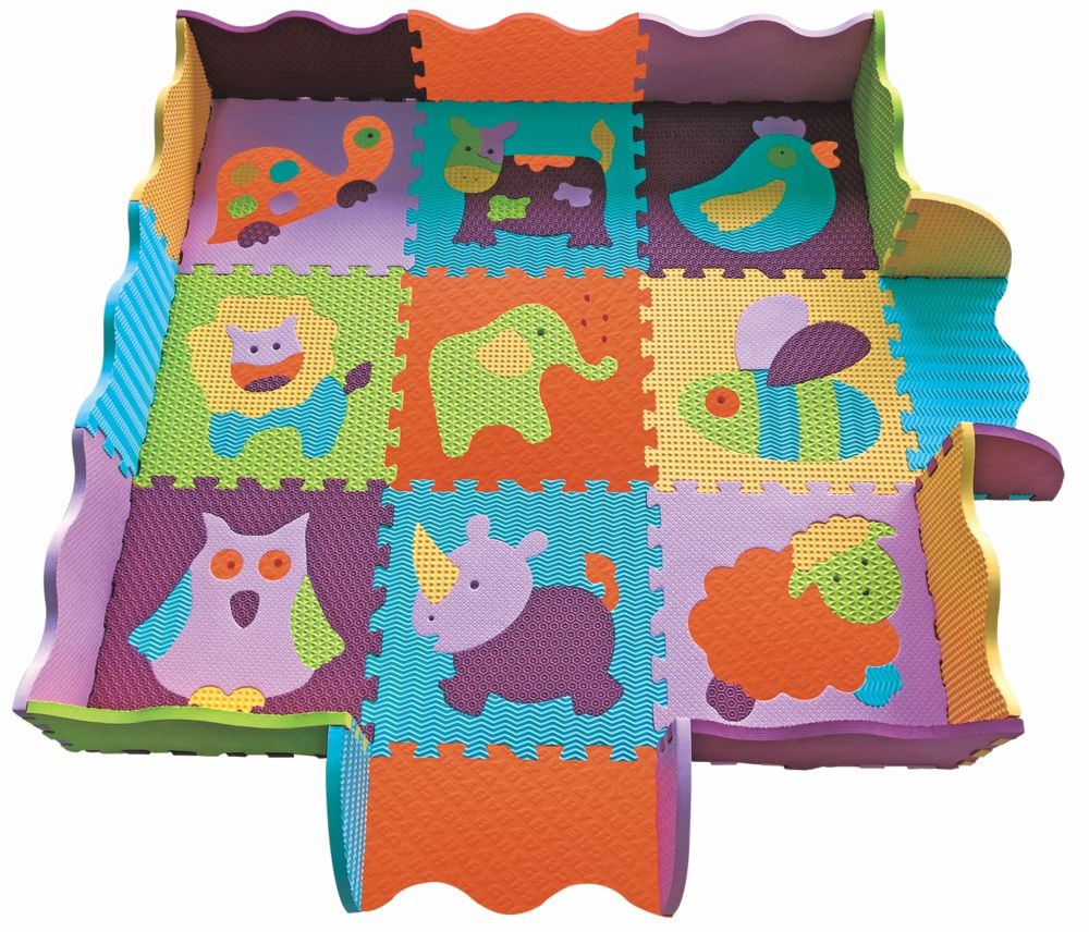 BabyGreat Веселий зоопарк дитячий ігровий килимок-пазл з бортиком