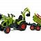 Falk CLAAS AXOS детский трактор на педалях с прицепом, передним и задним ковшами