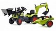 Falk Class Arion 2040N Детский трактор на педалях с прицепом, передним и задним ковшами (зеленый)