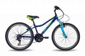Подростковый  Велосипед Pride BRAVE 21  24"синий-голубой-лайм#SKD-06-22