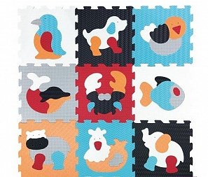 Детский игровой коврик-пазл BabyGreat Любимые животные, 92х92 см